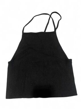 Zara Black Ribbed Halter Crop Top